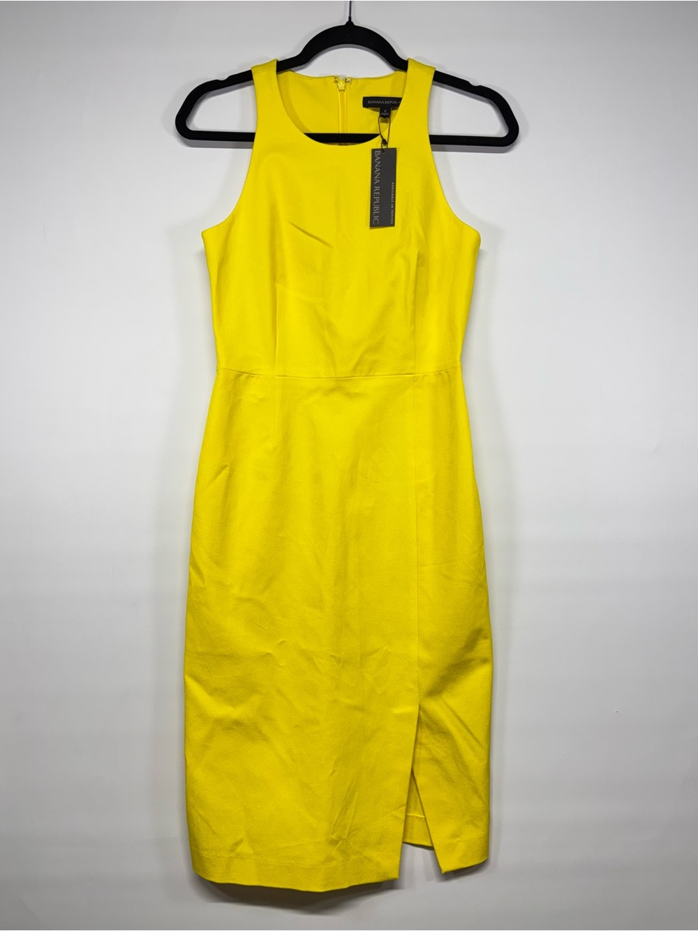 ✨Banana Republic Bright Yellow Midi Sheath Dress Size 2 - Picture 2 of 13